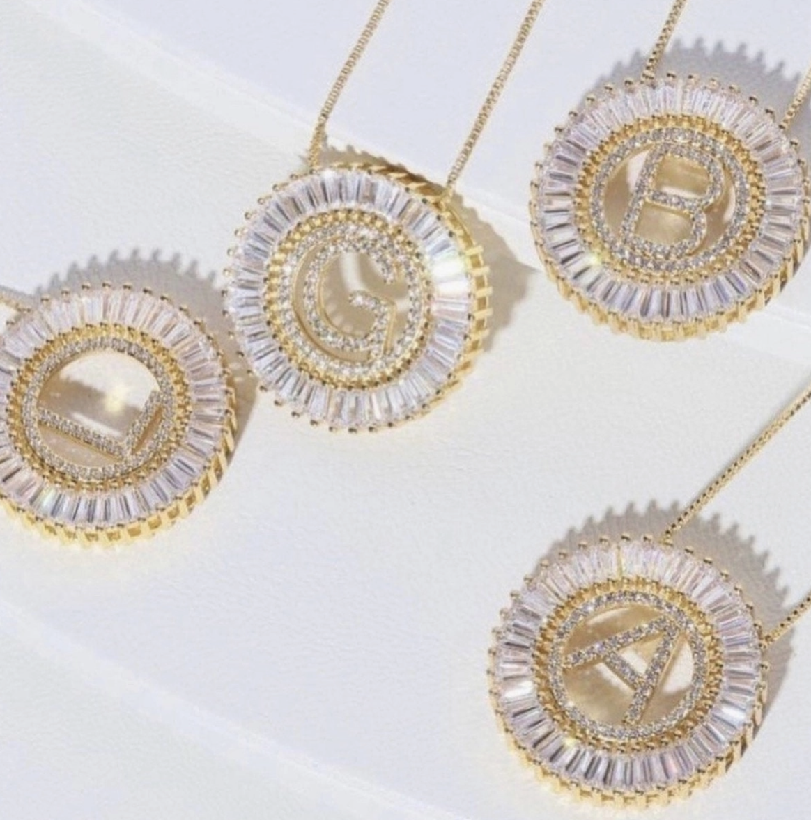 Sunburst initial necklace sale